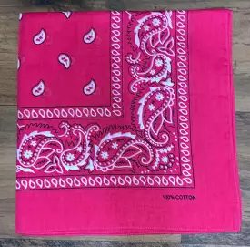 Hot Pink Paisley Design Bandana - 100% Cotton