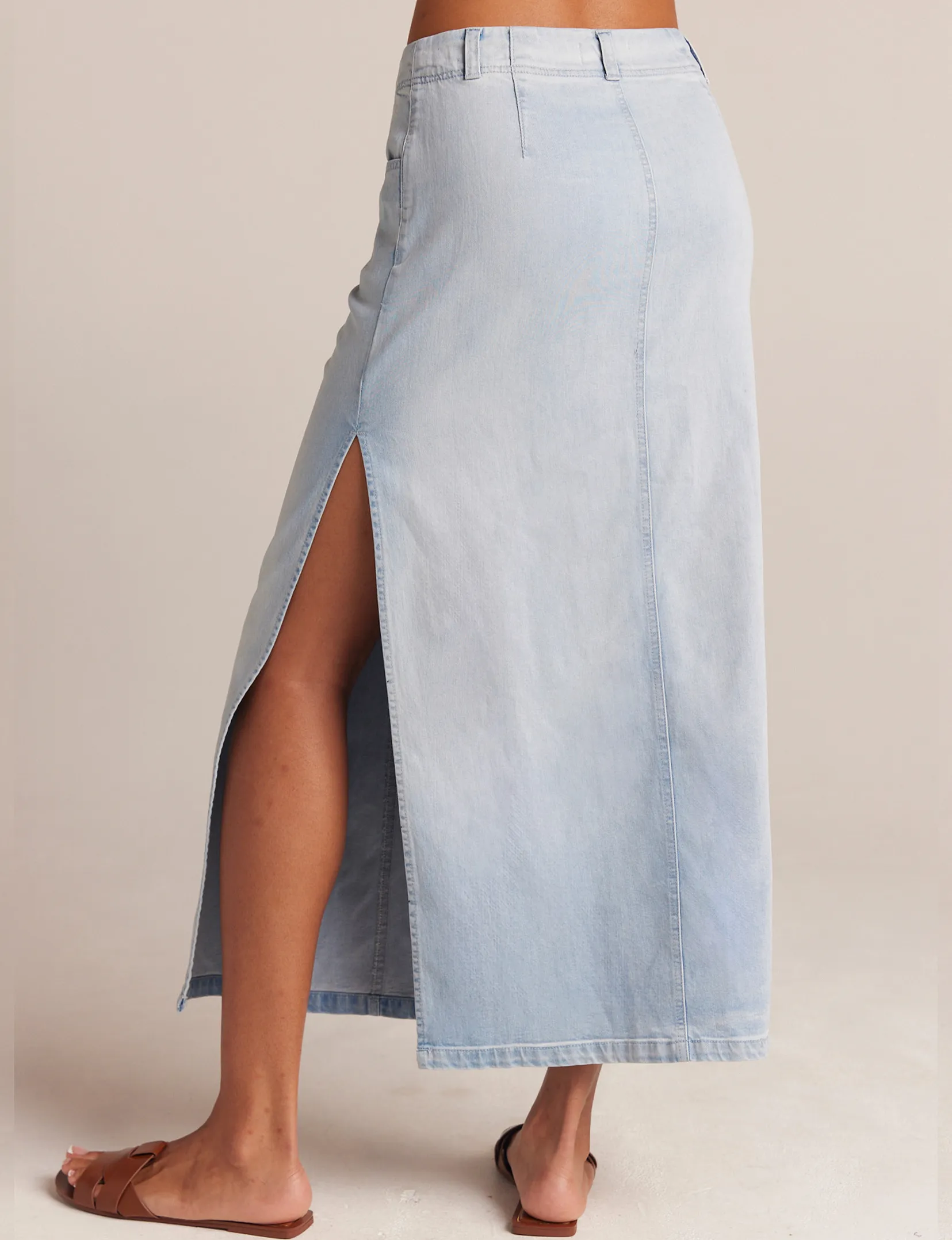 Indigo Side Slit Maxi Skirt, Ocean Mist