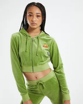 Insight Nostalgic Velour Crop Hoody Green