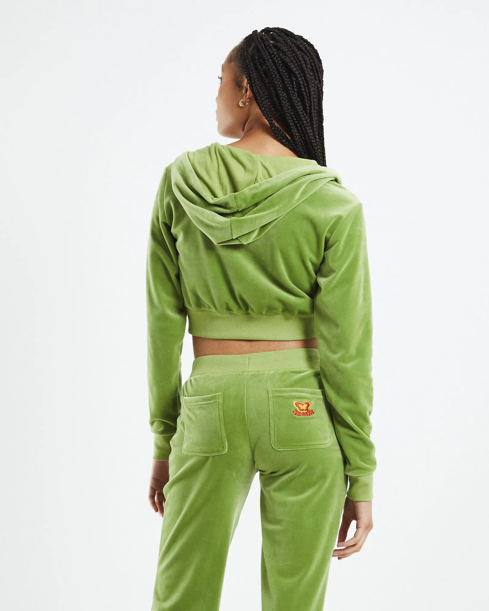 Insight Nostalgic Velour Crop Hoody Green