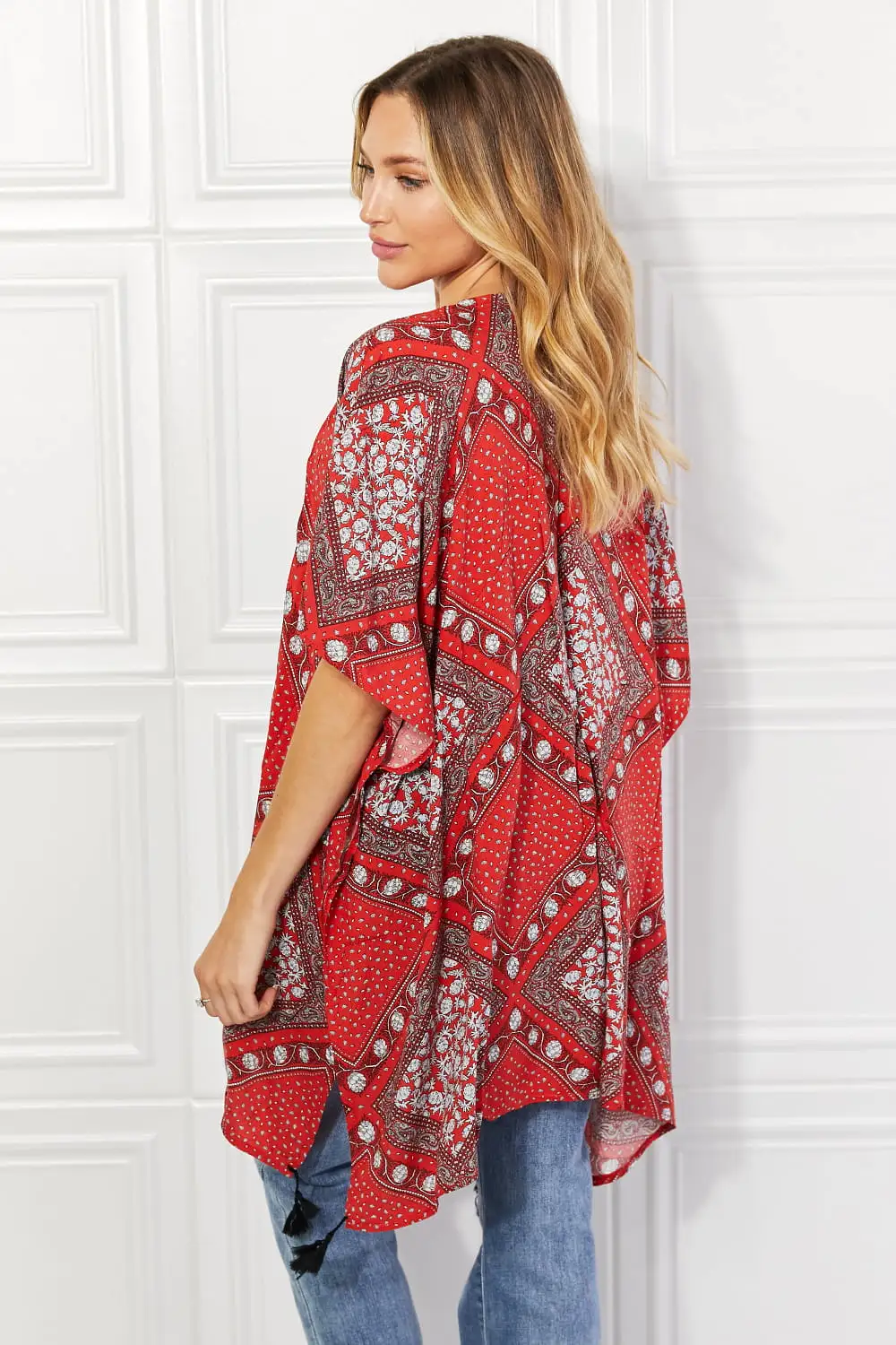 Justin Taylor Paisley Design Kimono in Red