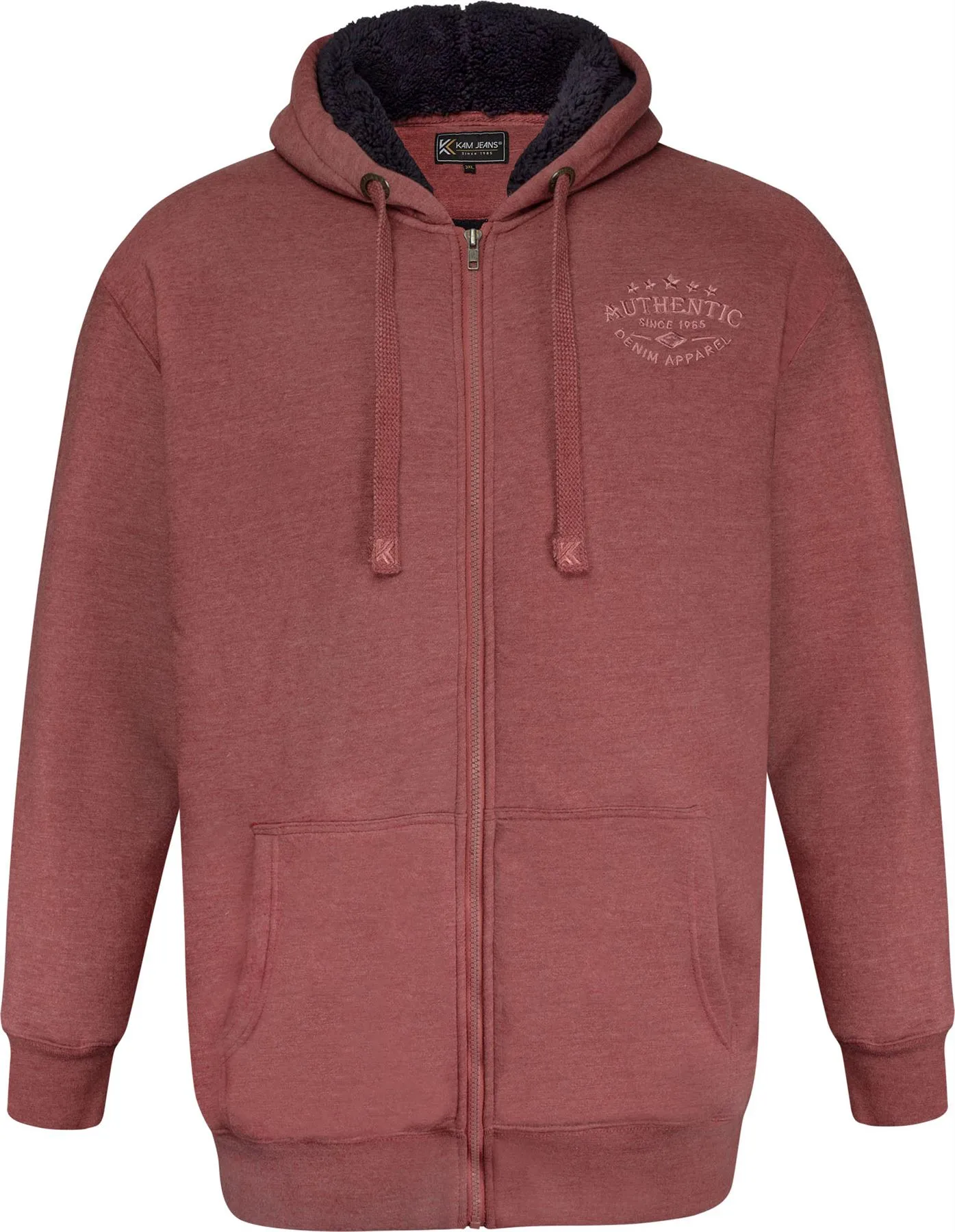 Kam Sherpa Lined Denim Apparel Hoodie - Burgundy Marl