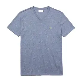 Lacoste Authentic Pima Cotton Men's Light Indigo Blue V-Neck  T-Shirt