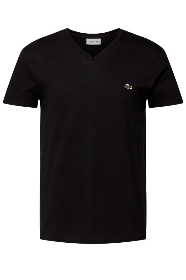 Lacoste Regular V-Neck Logo Tee Black