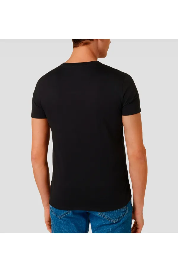 Lacoste Regular V-Neck Logo Tee Black