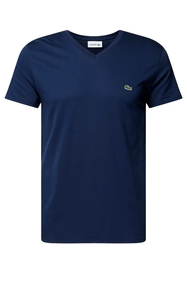 Lacoste Regular V-Neck Logo Tee Navy