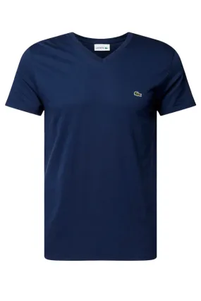 Lacoste Regular V-Neck Logo Tee Navy