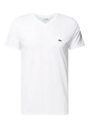 Lacoste Regular V-Neck Logo Tee White