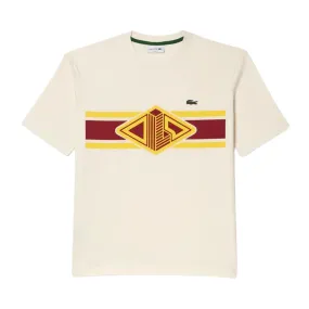 Lacoste Round Neck Loose Fit Printed T-Shirt (Off White)