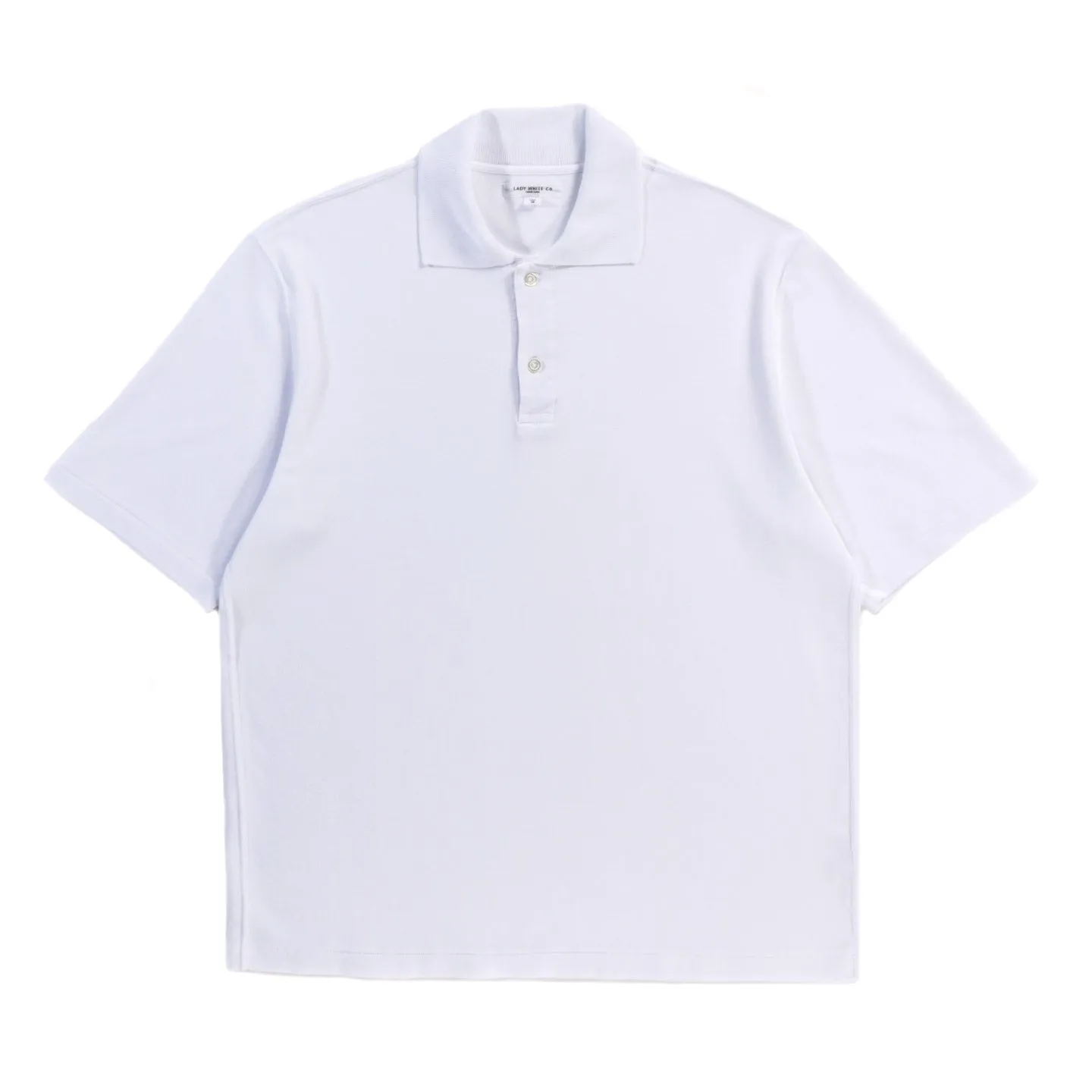 LADY WHITE CO. INTERLOCK TWO BUTTON POLO WHITE