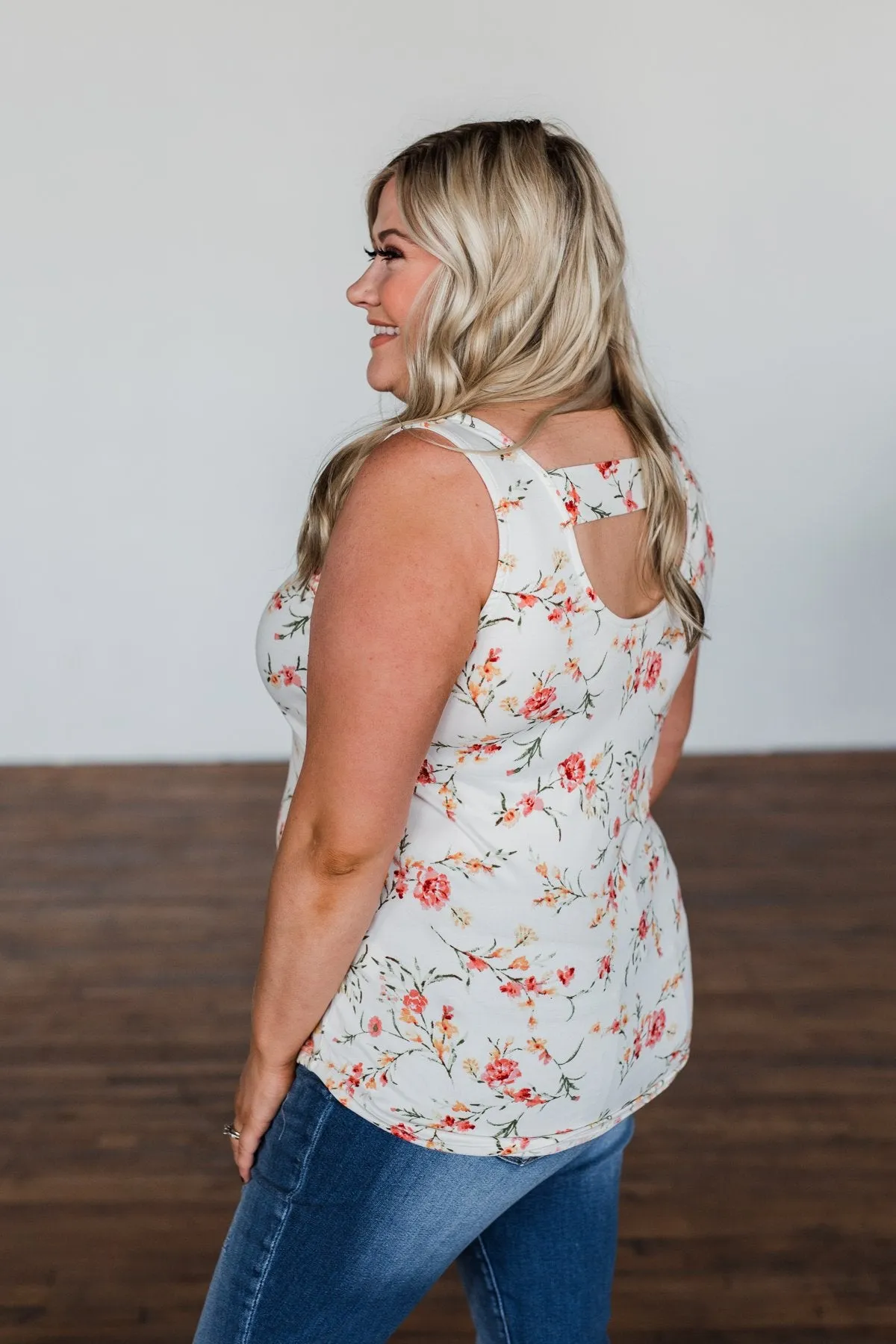 Let's Begin Again Floral Tank Top- Ivory