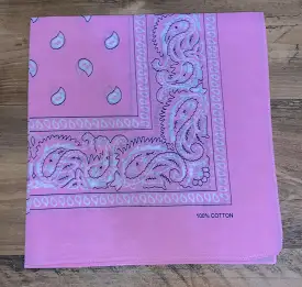 Light Pink Paisley Design Bandana - 100% Cotton