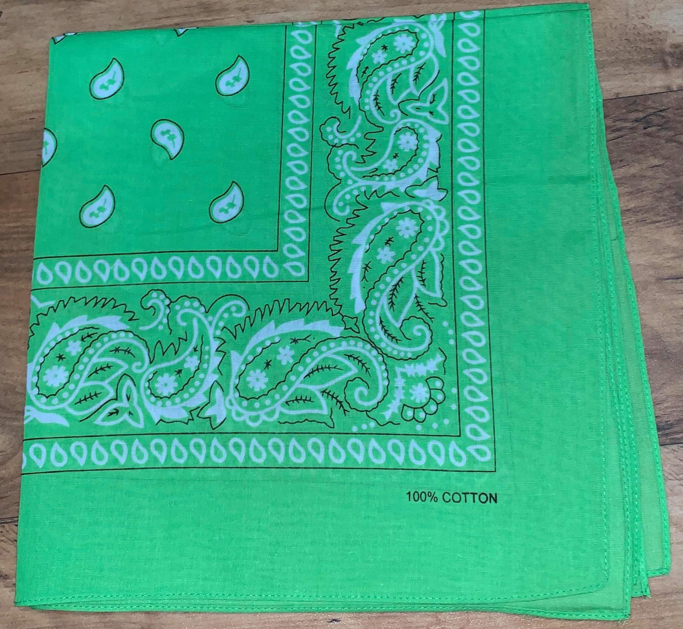 Lime Paisley Design Bandana - 100% Cotton