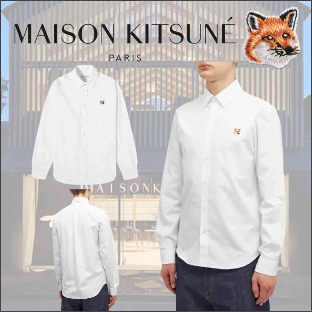 MAISON KITSUNE  |Unisex Long Sleeves Plain Other Animal Patterns Cotton