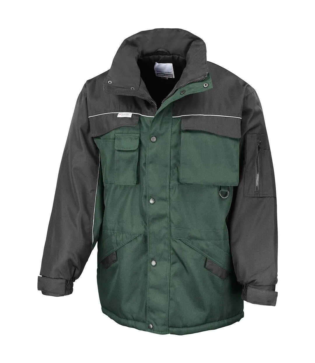 Mens heavy duty water repellent work jacket bottle green/black WORK-GUARD by Result