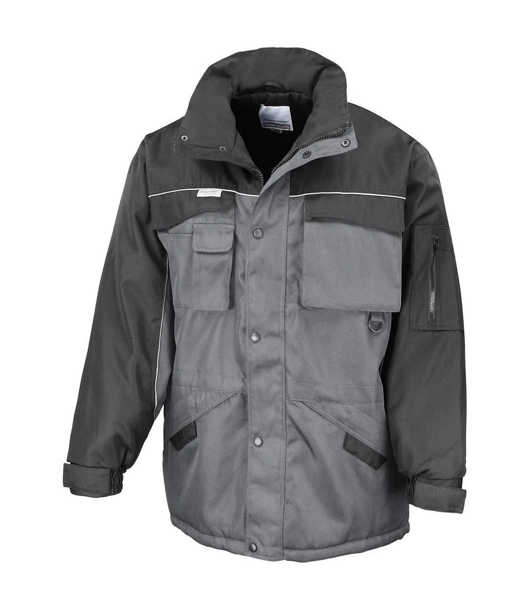 Mens heavy duty water repellent work jacket grey/black WORK-GUARD by Result