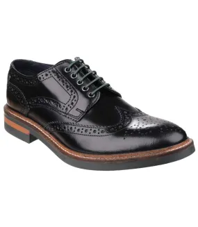 Mens woburn hi shine leather brogue shoe black Base London