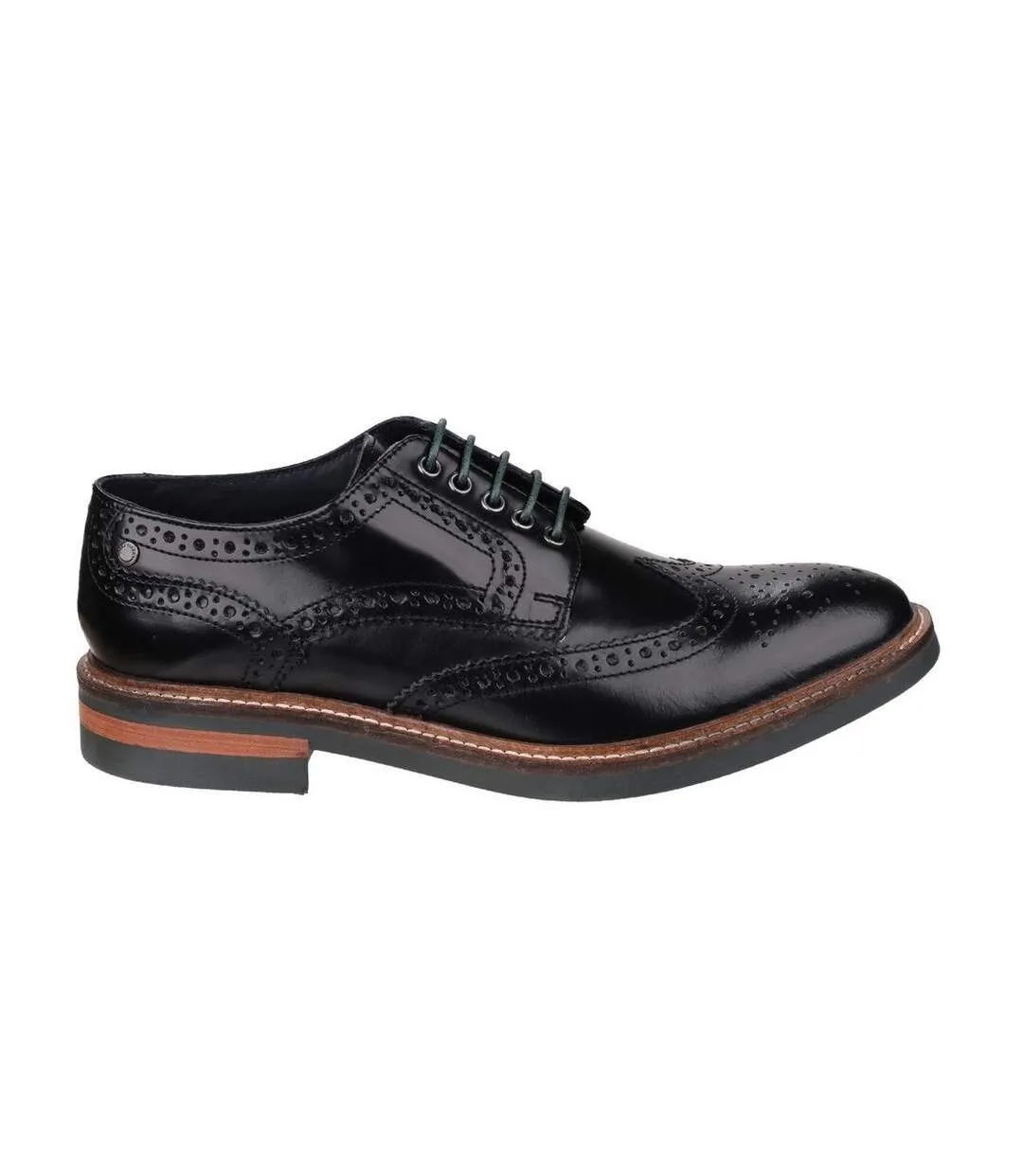 Mens woburn hi shine leather brogue shoe black Base London