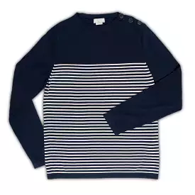 Michael long sleeved jumper with navy-style neckline (dark blue and stripe)