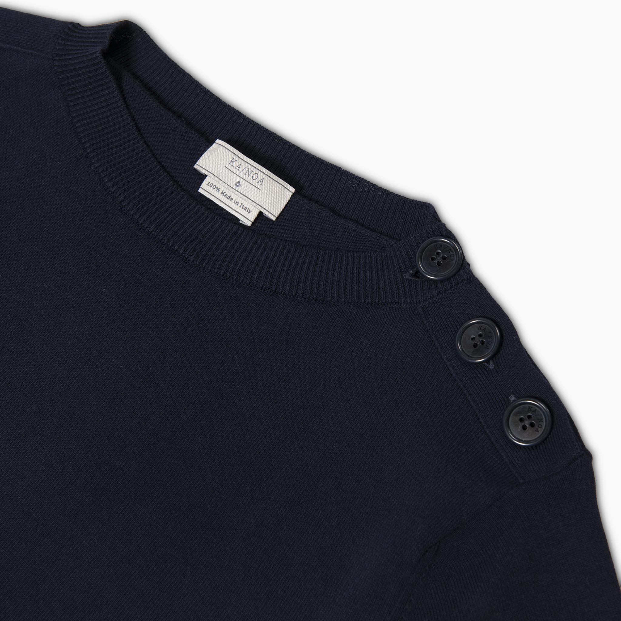 Michael long sleeved jumper with navy-style neckline (dark blue)