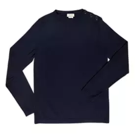 Michael long sleeved jumper with navy-style neckline (dark blue)