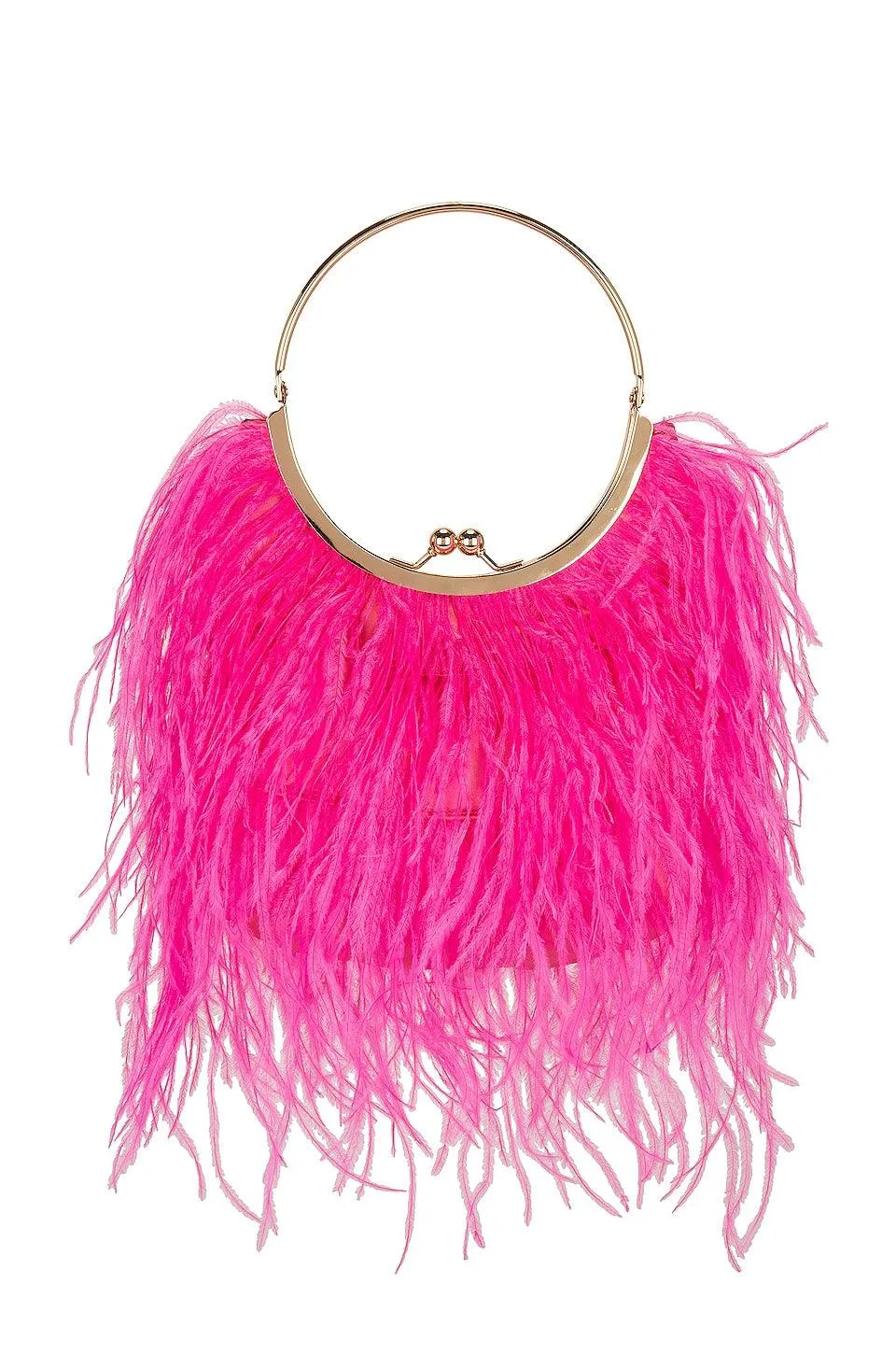 Penny Feathered Framed Bag - Fuchsia