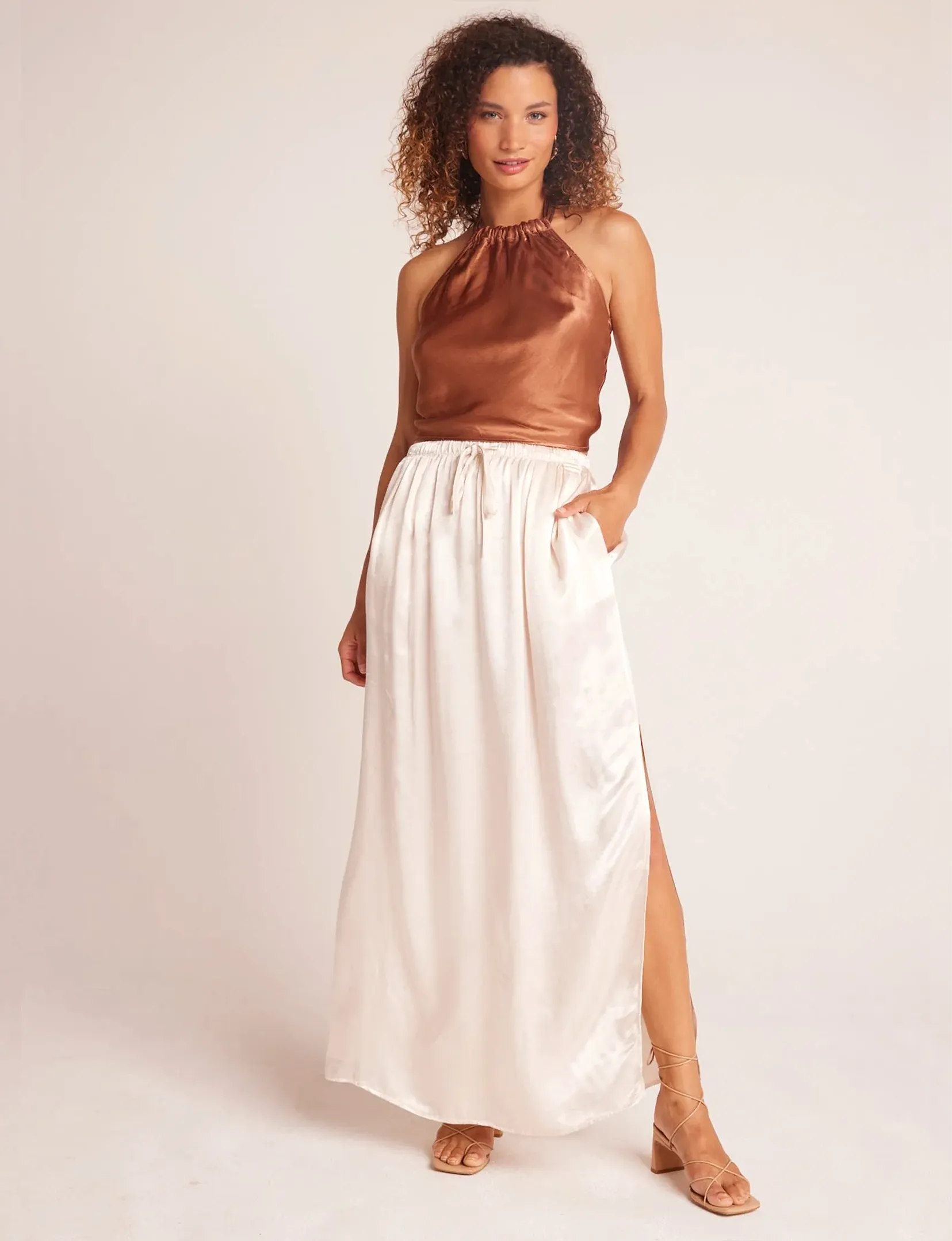 Pleat Front Maxi Skirt, Playa Sand