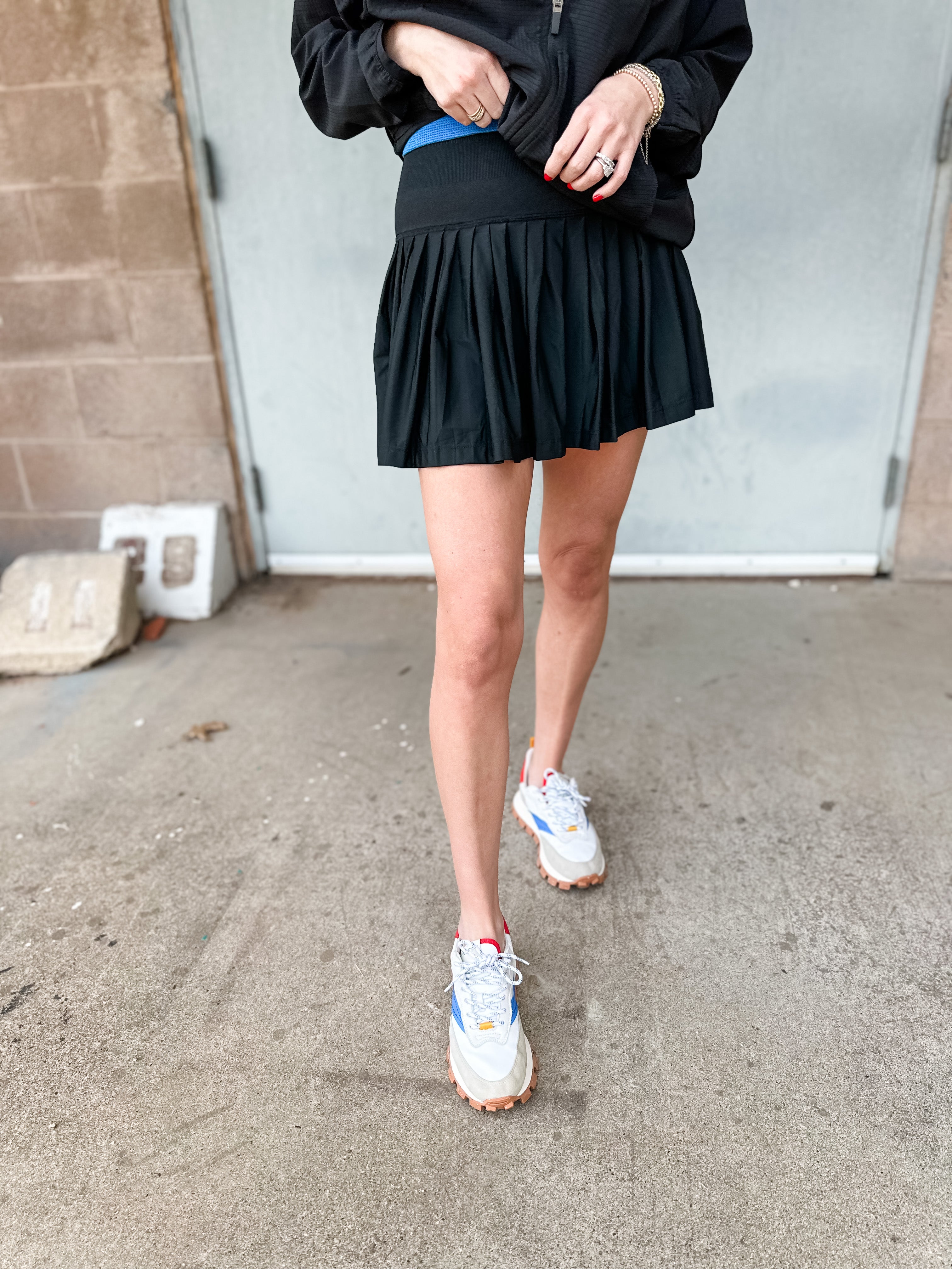 Pleated Tennis Skort | Black