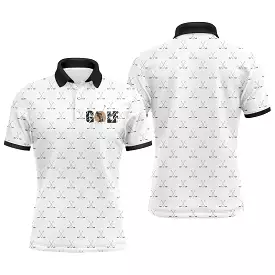 Polo de Golf Blanc et Noir, Polo de Sport, Cadeau Original pour Fans de Golf, Motif Clubs de Golf croisés, Golfeur, Golfeuse - C