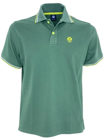 POLO UOMO VERDE CON DETTAGLI GIALLI