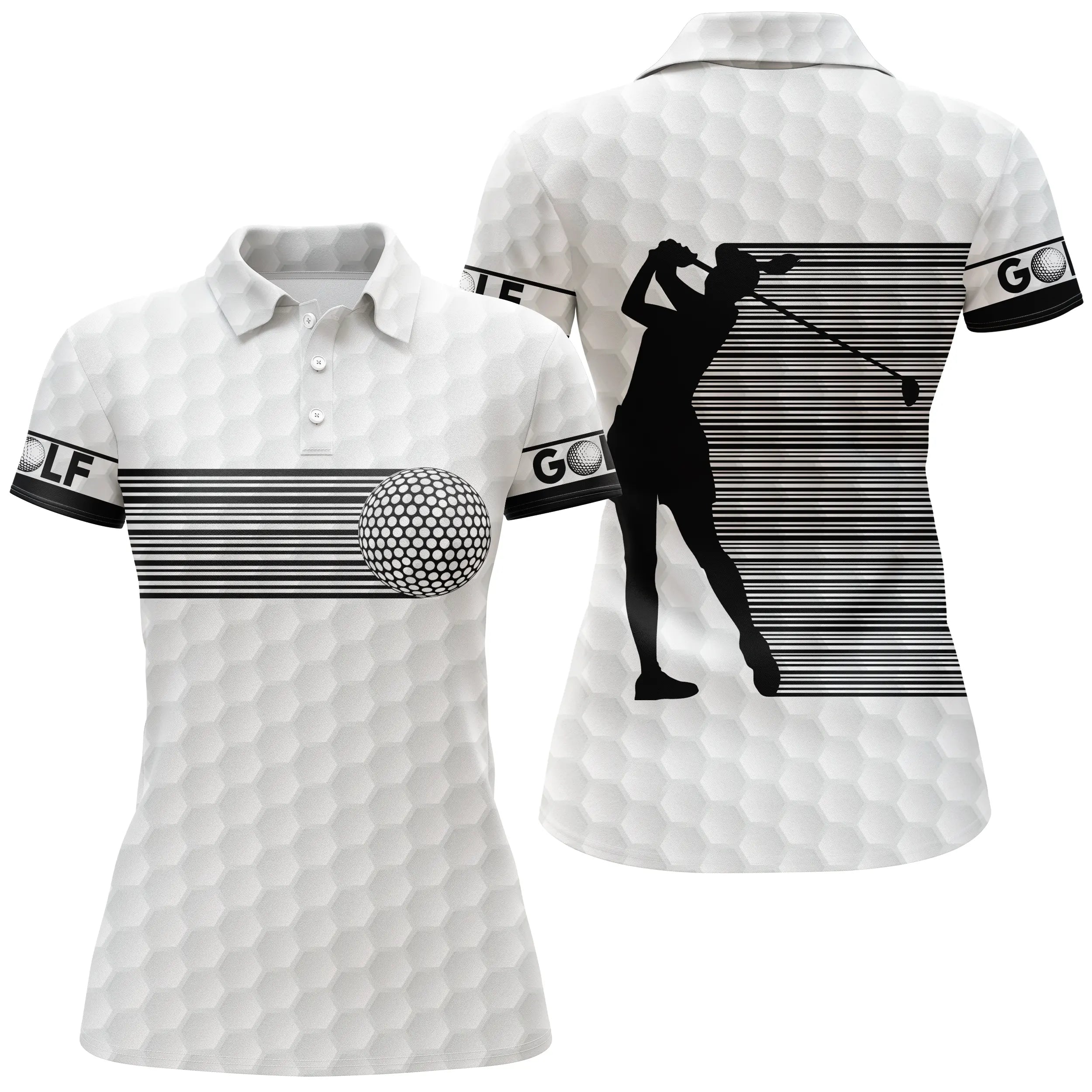 Rayures Noires et Blanches, Code-barres Polo de Golf, Polo de Sport, Cadeau Original pour Fans de Golf, Polo Homme Femme, Vêteme