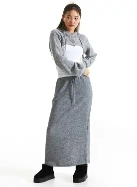 Ribbed Knit Maxi Skirt CO313