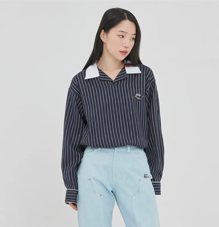 ROMANTIC CROWN  |Stripes Unisex Street Style Long Sleeves Shirts