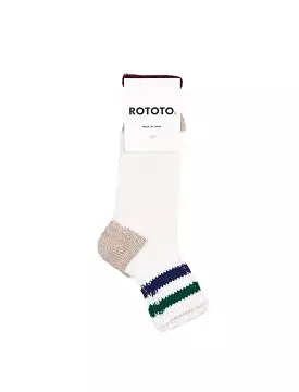 Rototo Two Stripe White / Green / Dark Blue