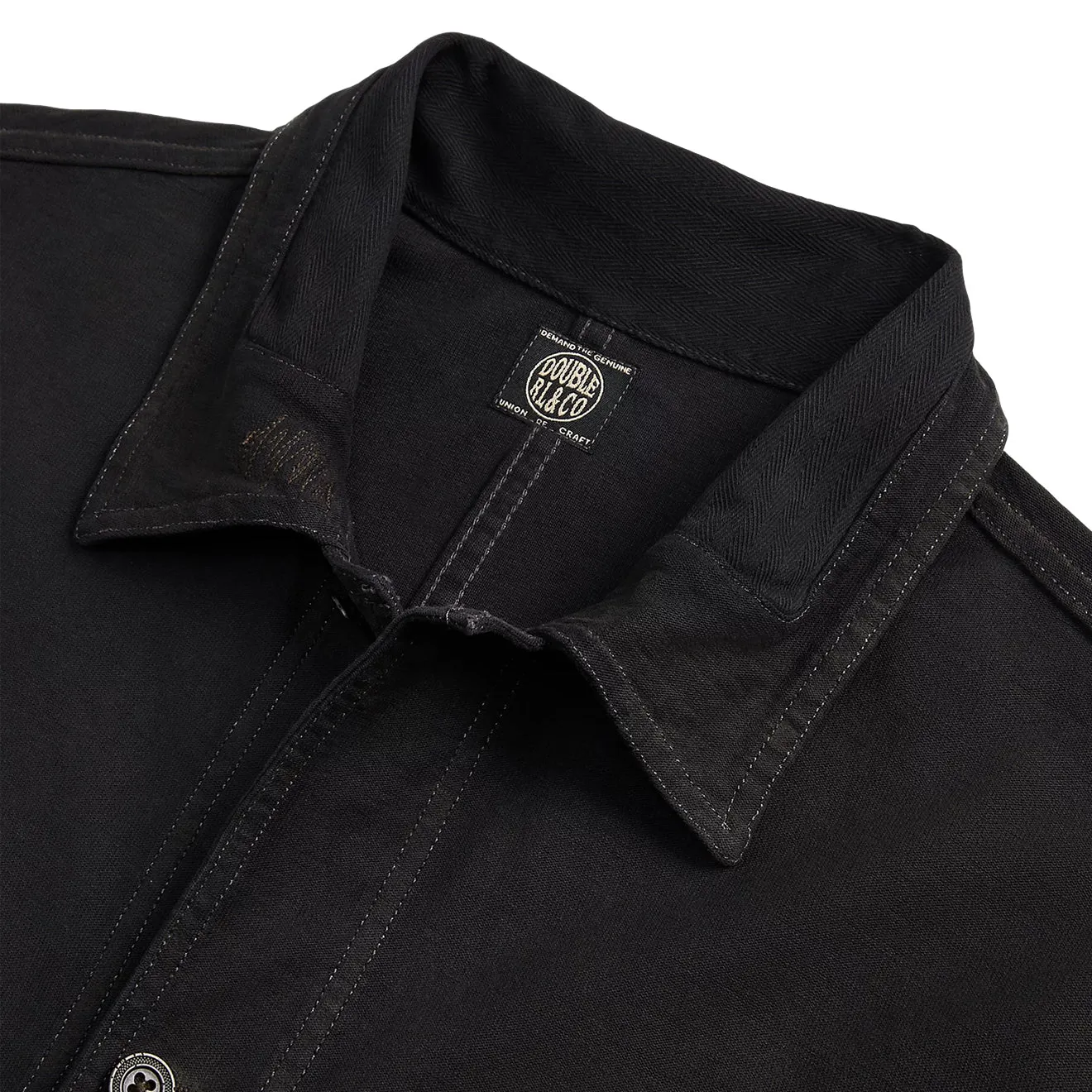 RRL by Ralph Lauren Repaired Jersey Work Jacket Faded Black