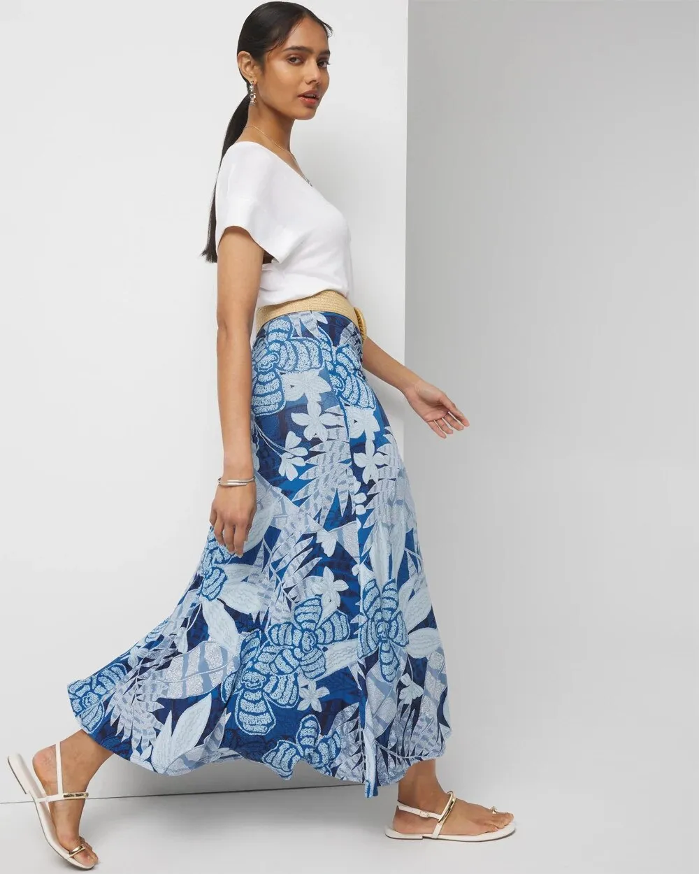 Ruched Front Maxi Skirt