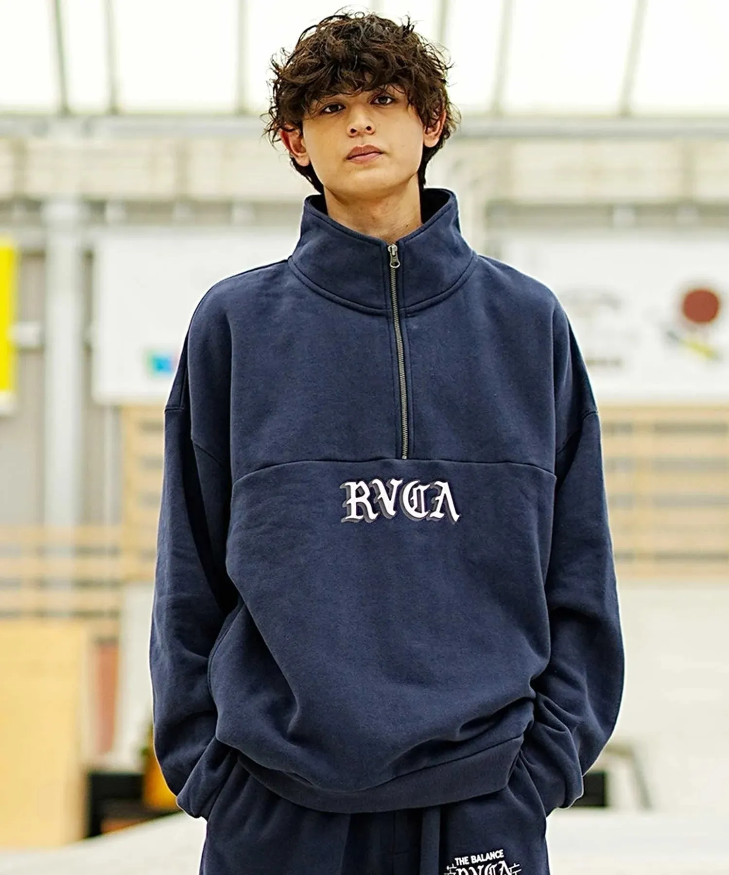 RVCA  |Sweat Street Style Long Sleeves Cotton Oversized Logo