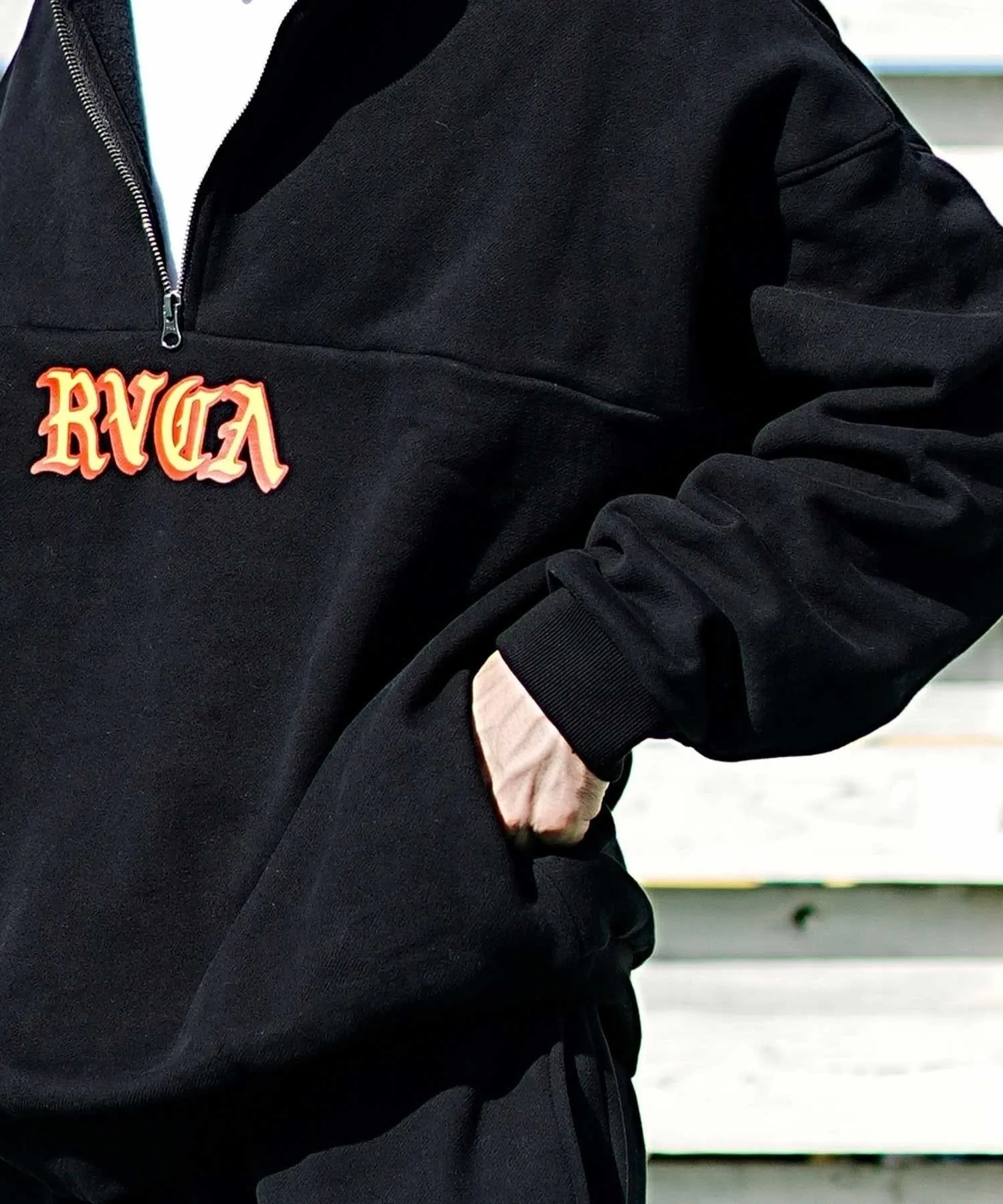 RVCA  |Sweat Street Style Long Sleeves Cotton Oversized Logo