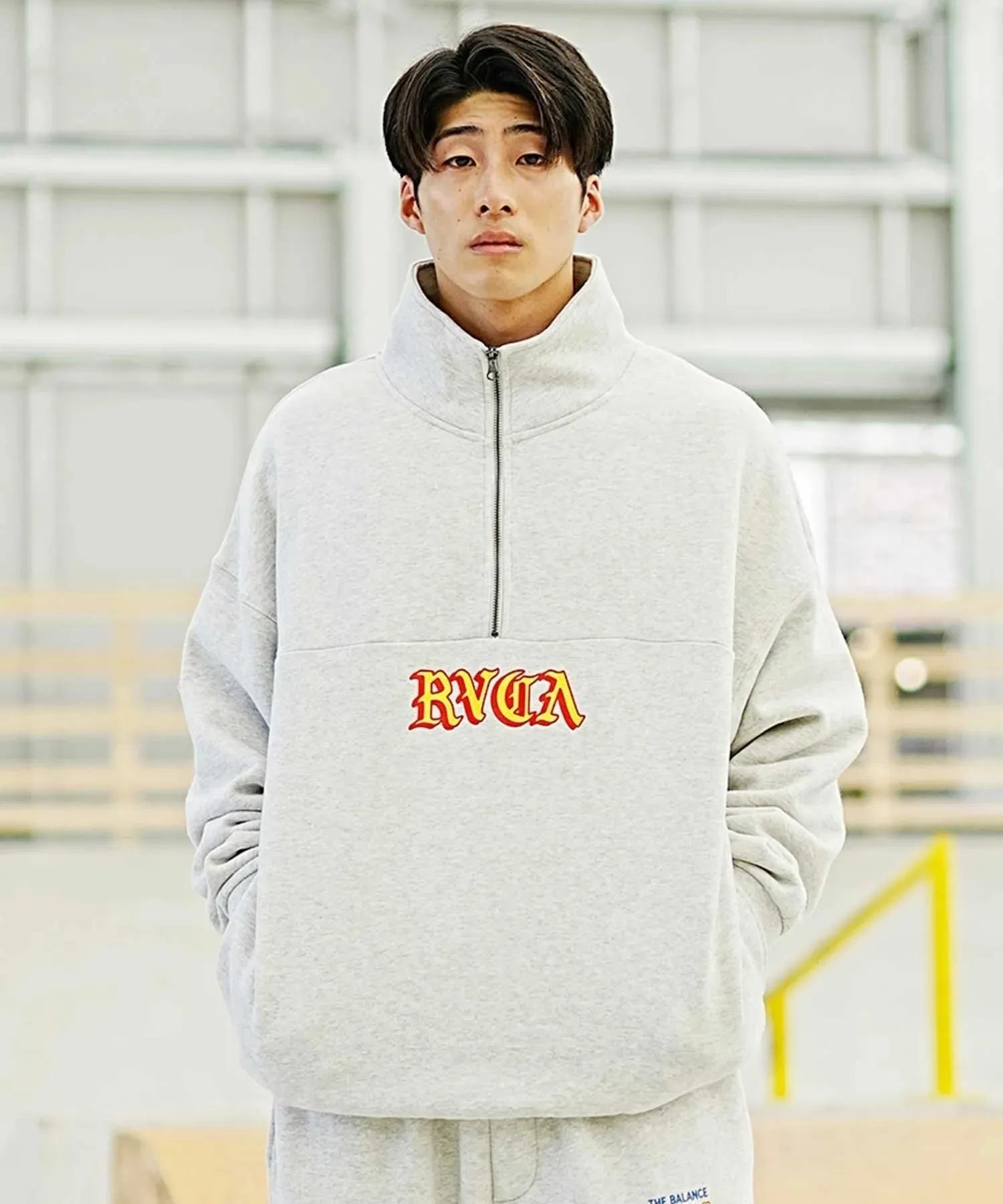 RVCA  |Sweat Street Style Long Sleeves Cotton Oversized Logo