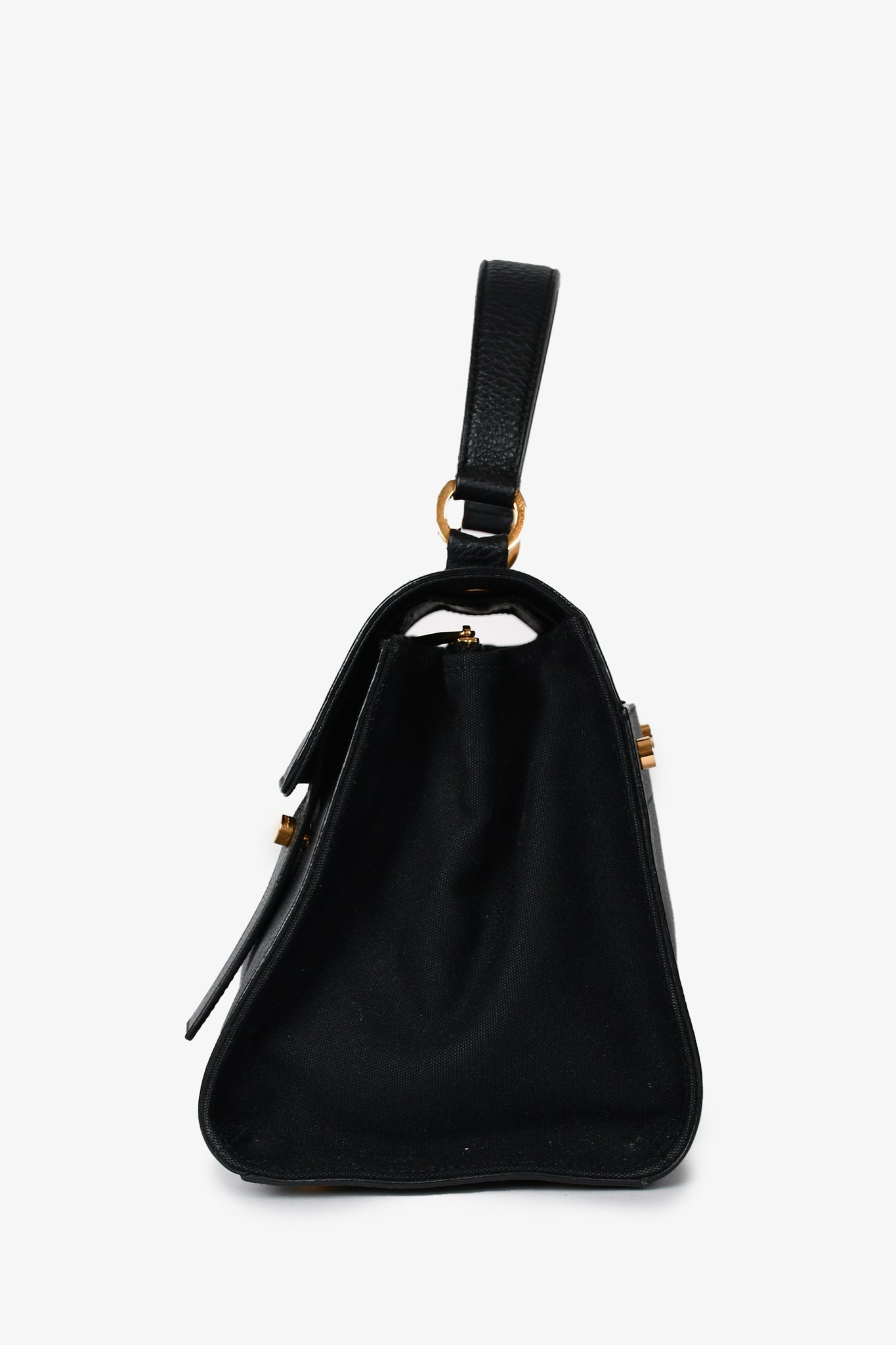 Saint Laurent Black Leather Muse II Two Way Bag with Strap