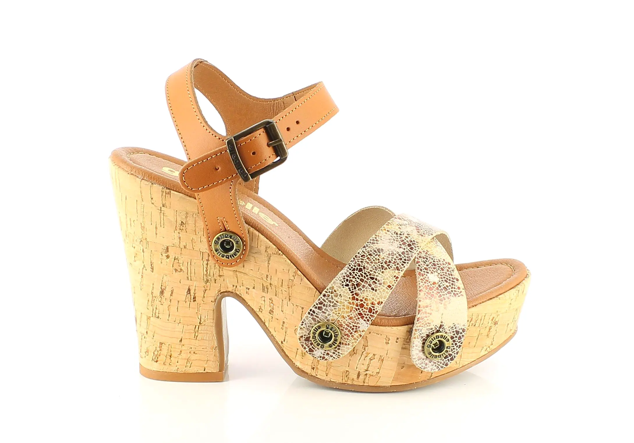 Sara Cork Pack - Camel, Floral Brown, White Snake Straps