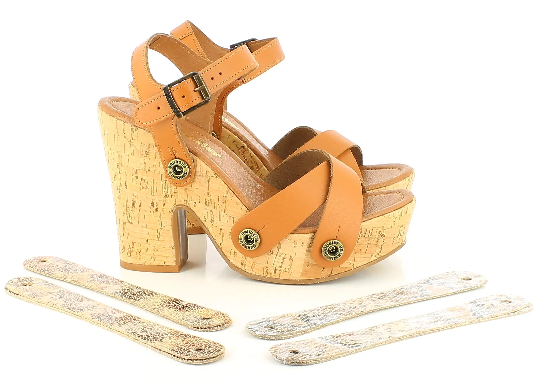 Sara Cork Pack - Camel, Floral Brown, White Snake Straps