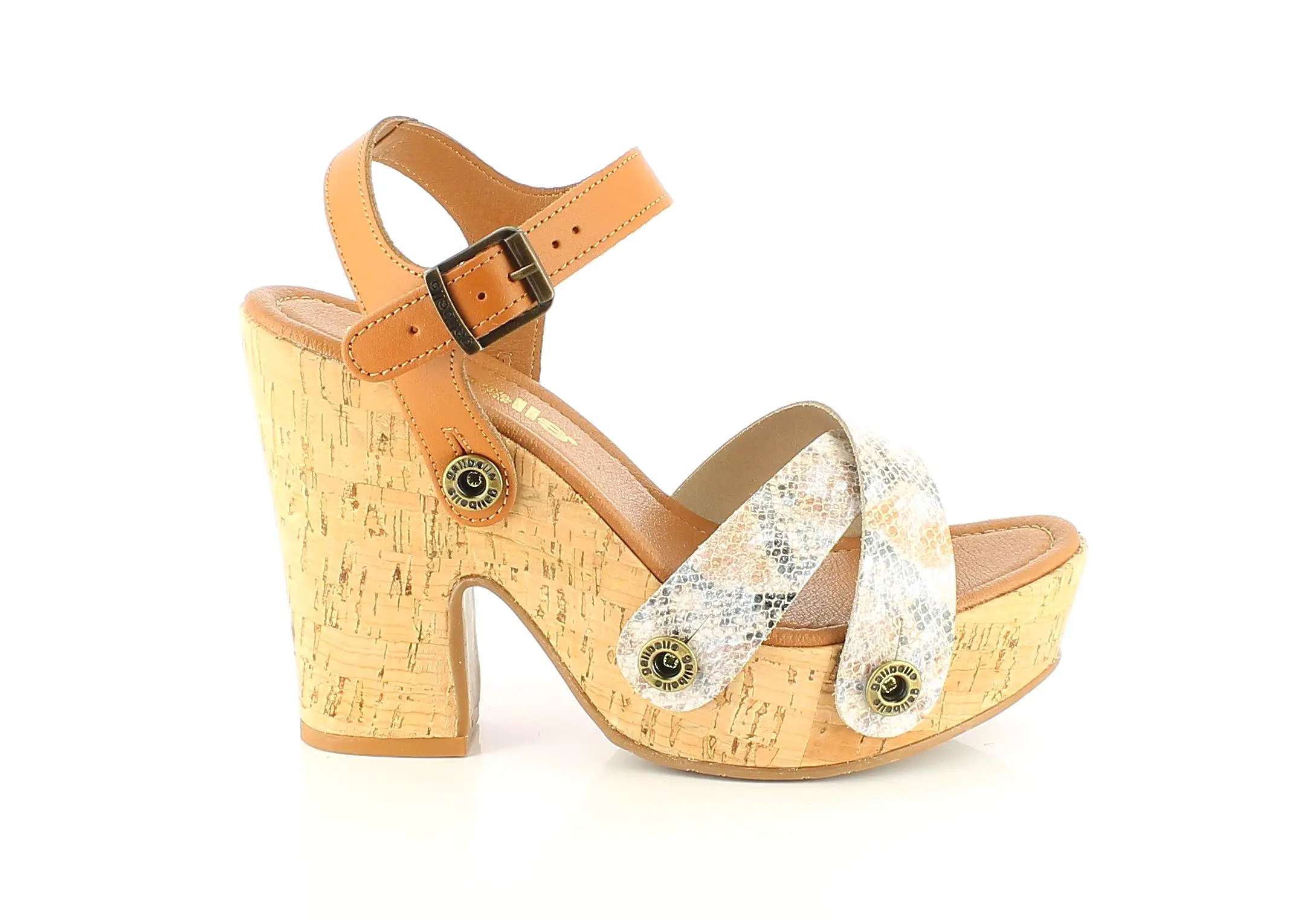 Sara Cork Pack - Camel, Floral Brown, White Snake Straps