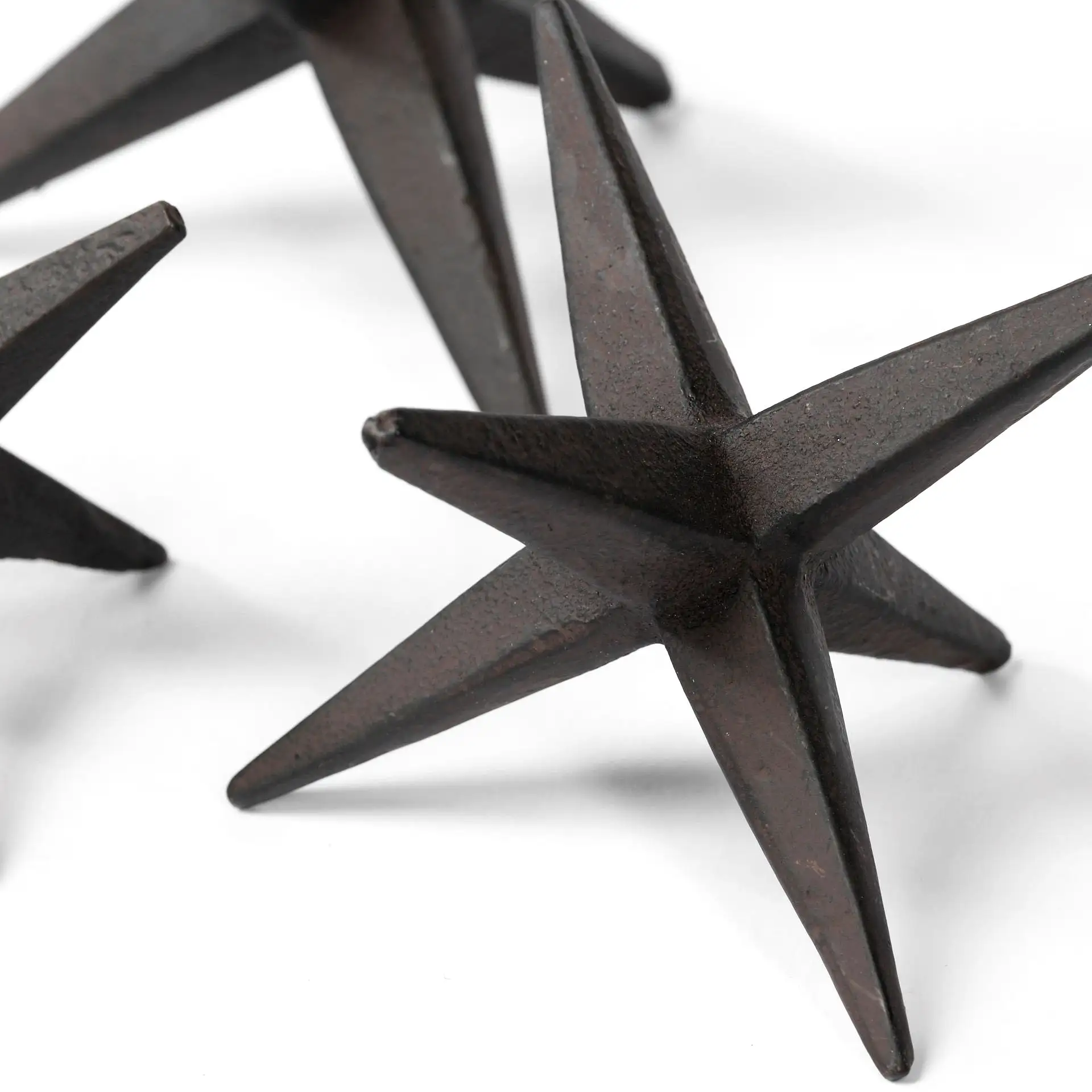 Set Of Three Black Metal Star Decor Pieces