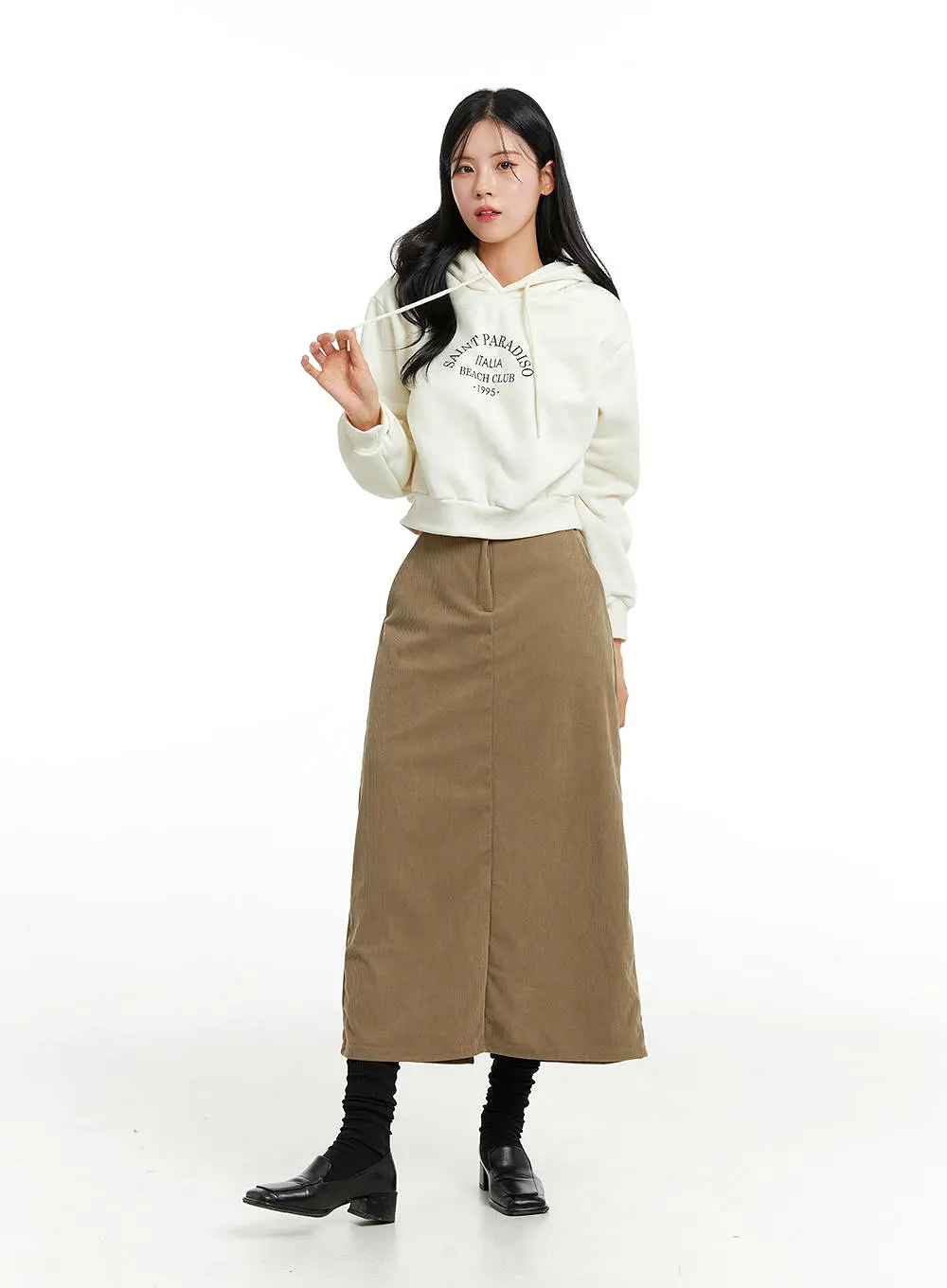 Slit Corduroy Maxi Skirt ON315