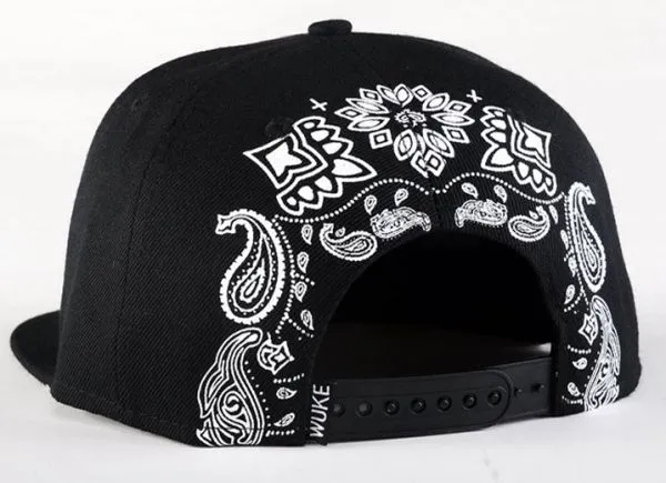 Snapback Baseball Cap Inverted Crucifix Design & Bandana Print on back