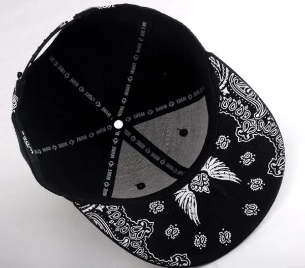 Snapback Baseball Cap Inverted Crucifix Design & Bandana Print on back