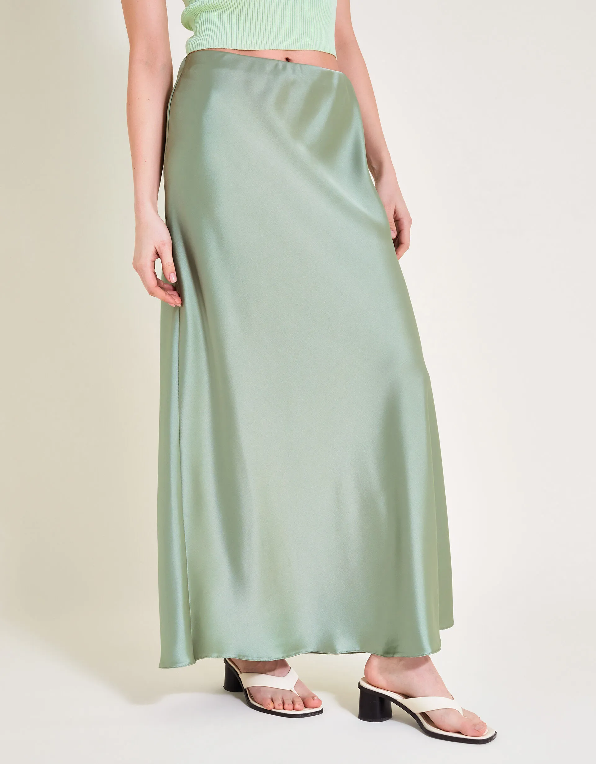 Sofia Satin Maxi Skirt Green