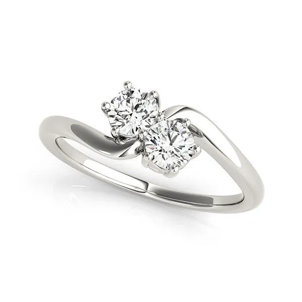 Solitaire Two Stone Diamond Ring in 14k White Gold (1/2 cttw)-rxd48736y28bt