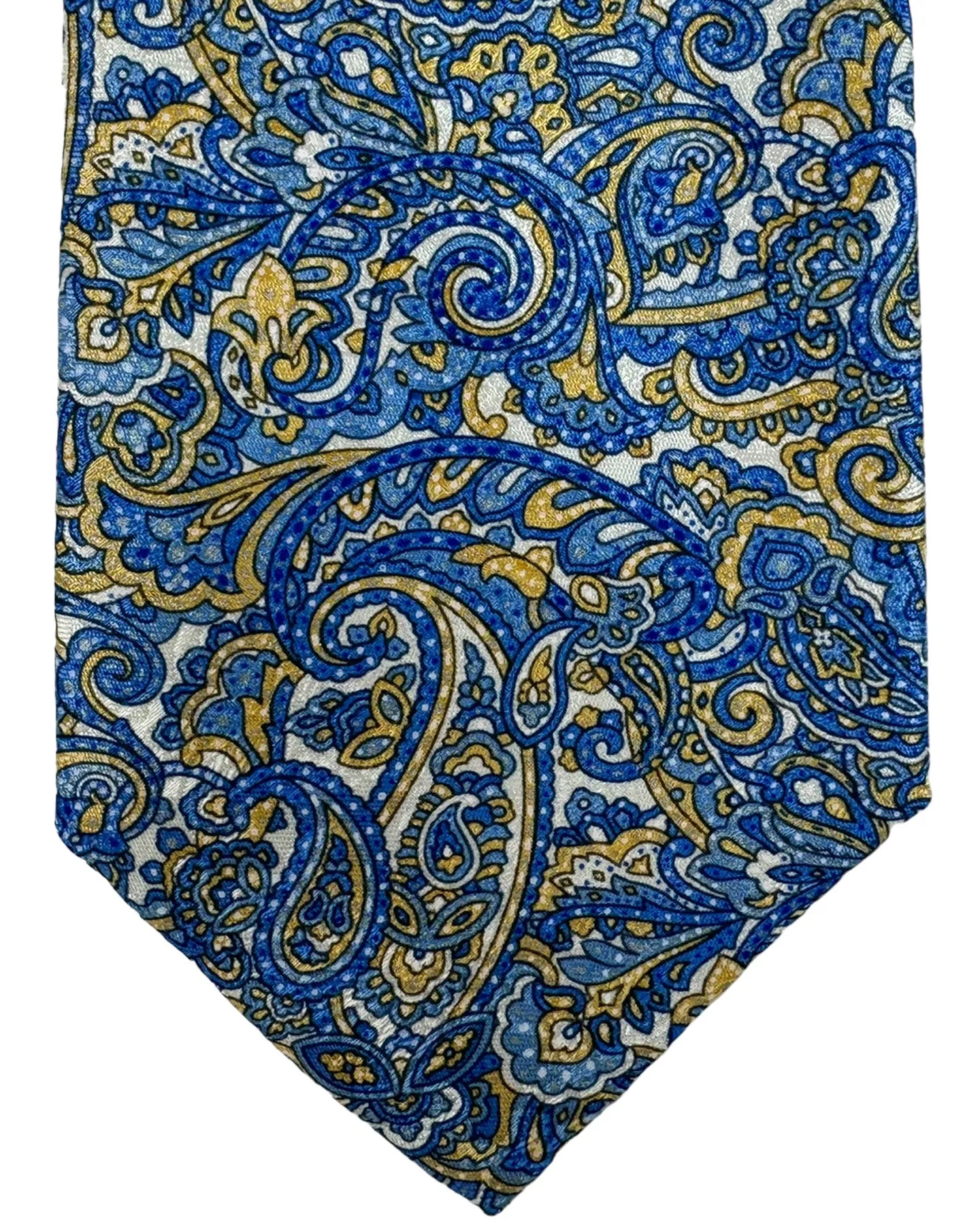 Stefano Ricci Silk Tie Blue Mustard Paisley Design